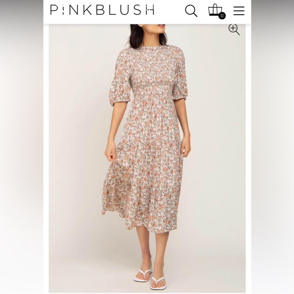Pink Blush floral midi dress